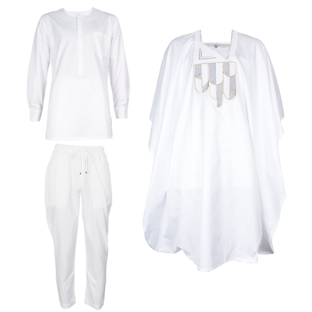 MIRA MIRA African 3-Piece Set – Embroidered Robe & Pants