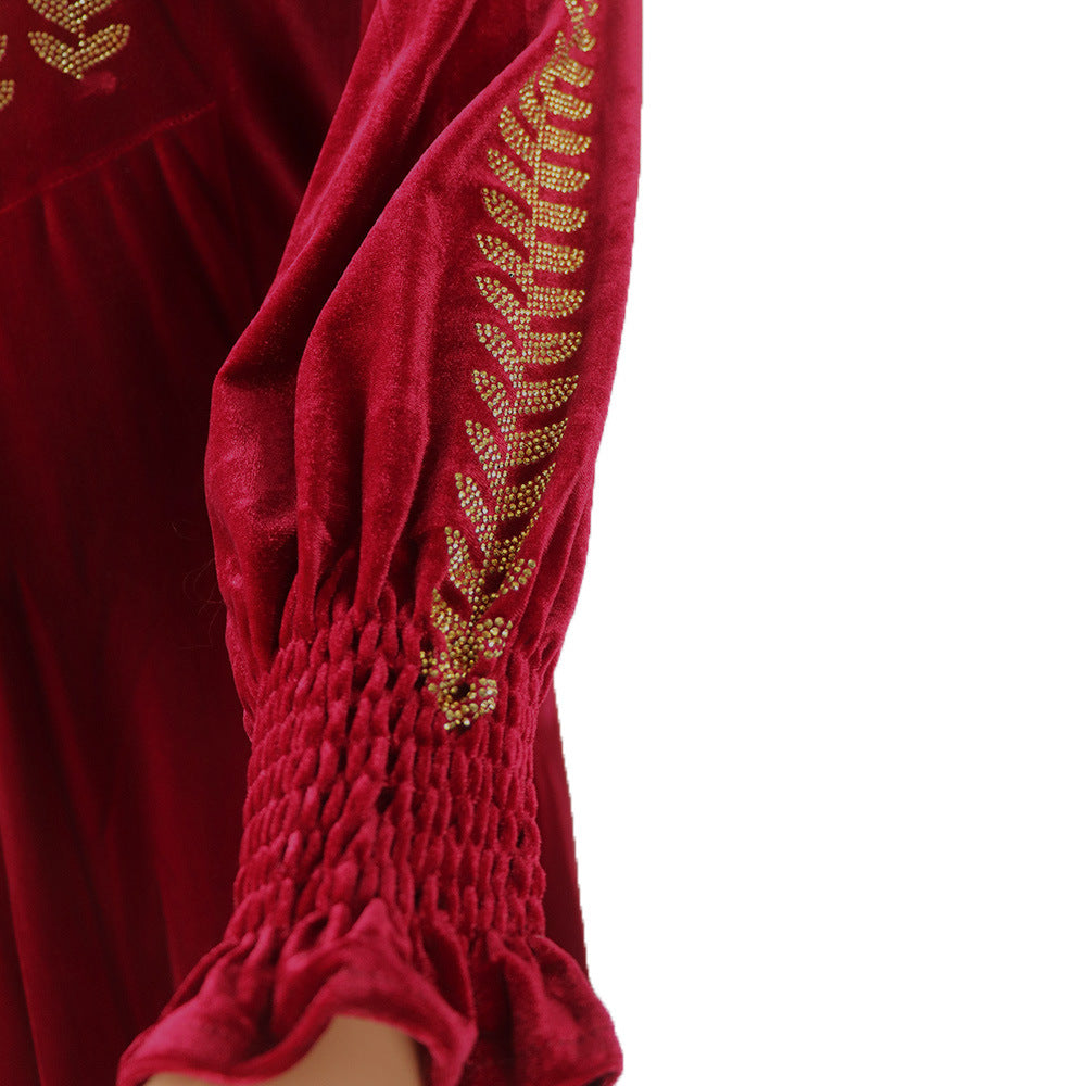 "MIRA MIRA" African Ethnic Clothing And Dress Gold Velvet Heavy Industry Ironing