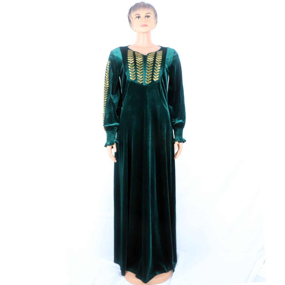"MIRA MIRA" African Ethnic Clothing And Dress Gold Velvet Heavy Industry Ironing