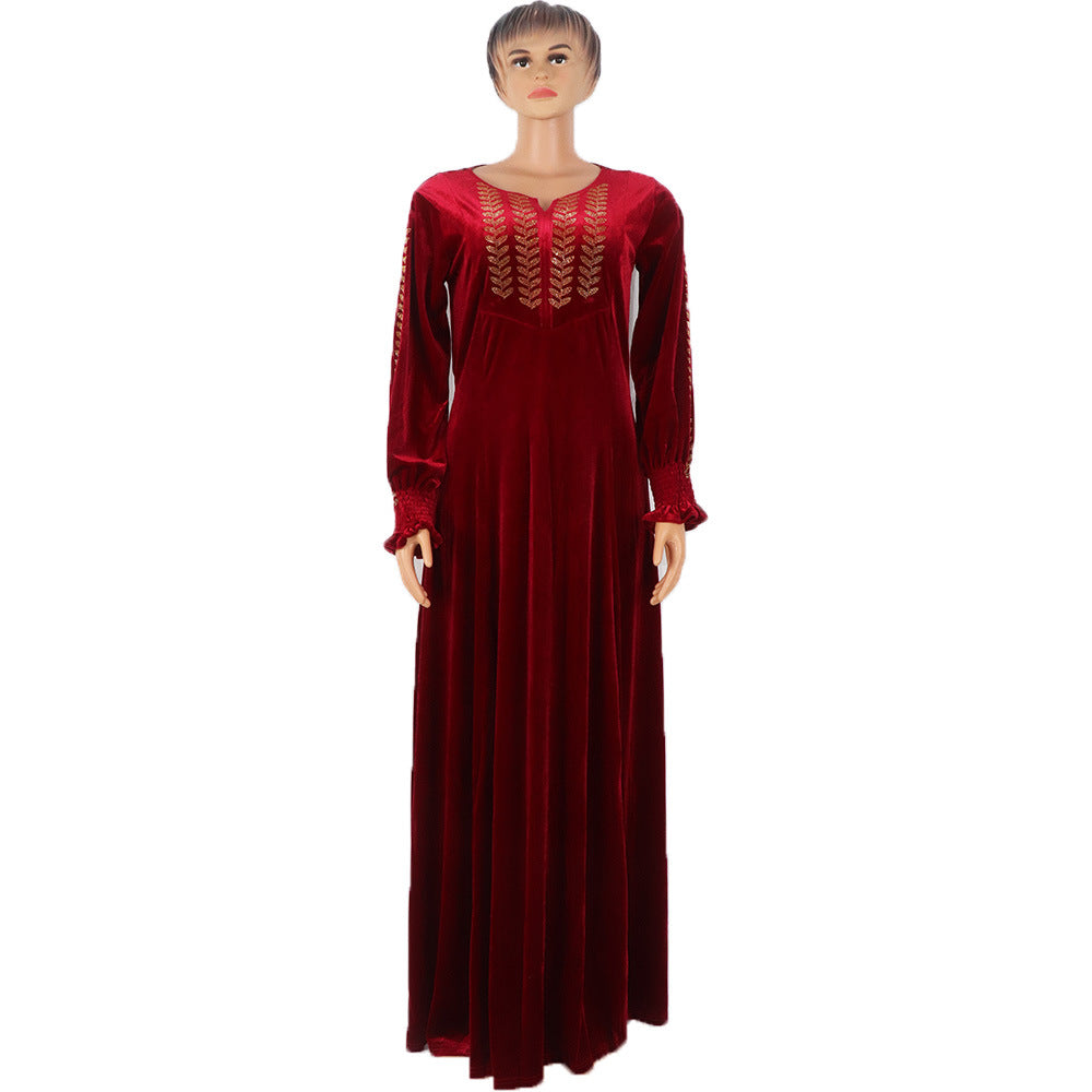 "MIRA MIRA" African Ethnic Clothing And Dress Gold Velvet Heavy Industry Ironing