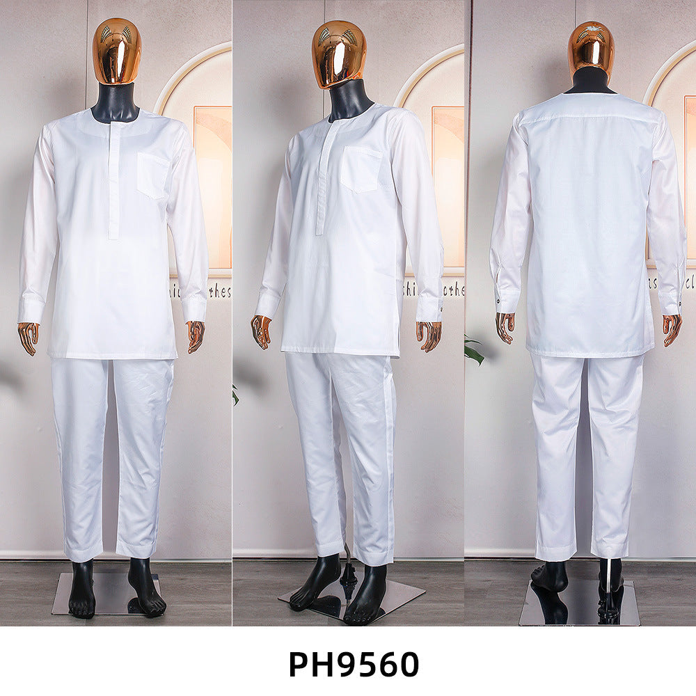 MIRA MIRA African 3-Piece Set – Embroidered Robe & Pants