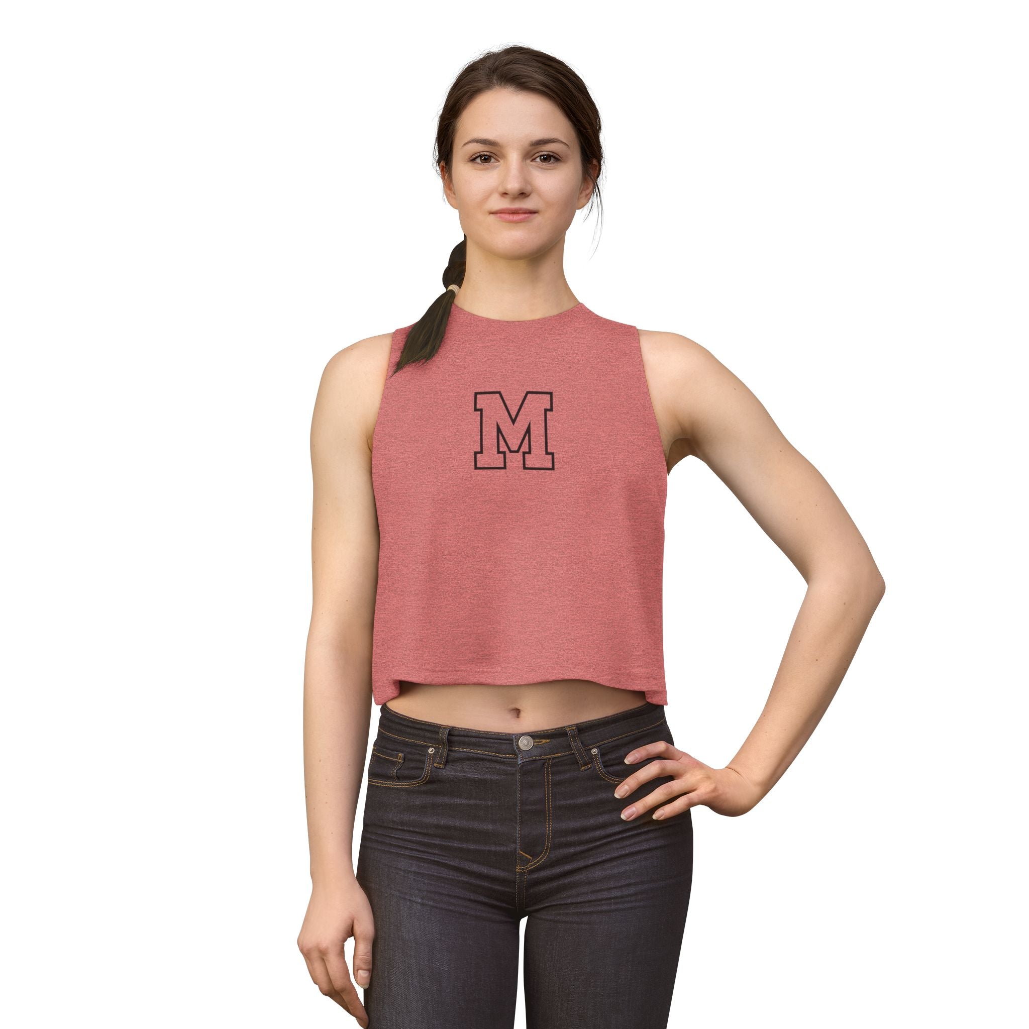 Varsity 'M' Women's Crop Top - Minimal Athletic Monogram Tank