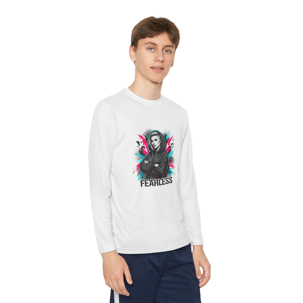 Youth Long Sleeve Tee — Fearless Graphic Hoodie-Style Portrait