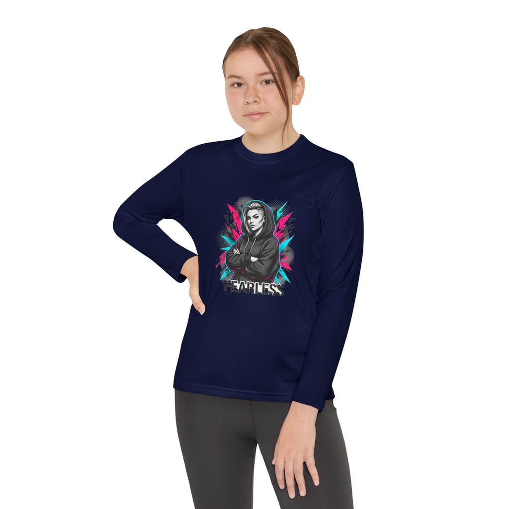 Youth Long Sleeve Tee — Fearless Graphic Hoodie-Style Portrait