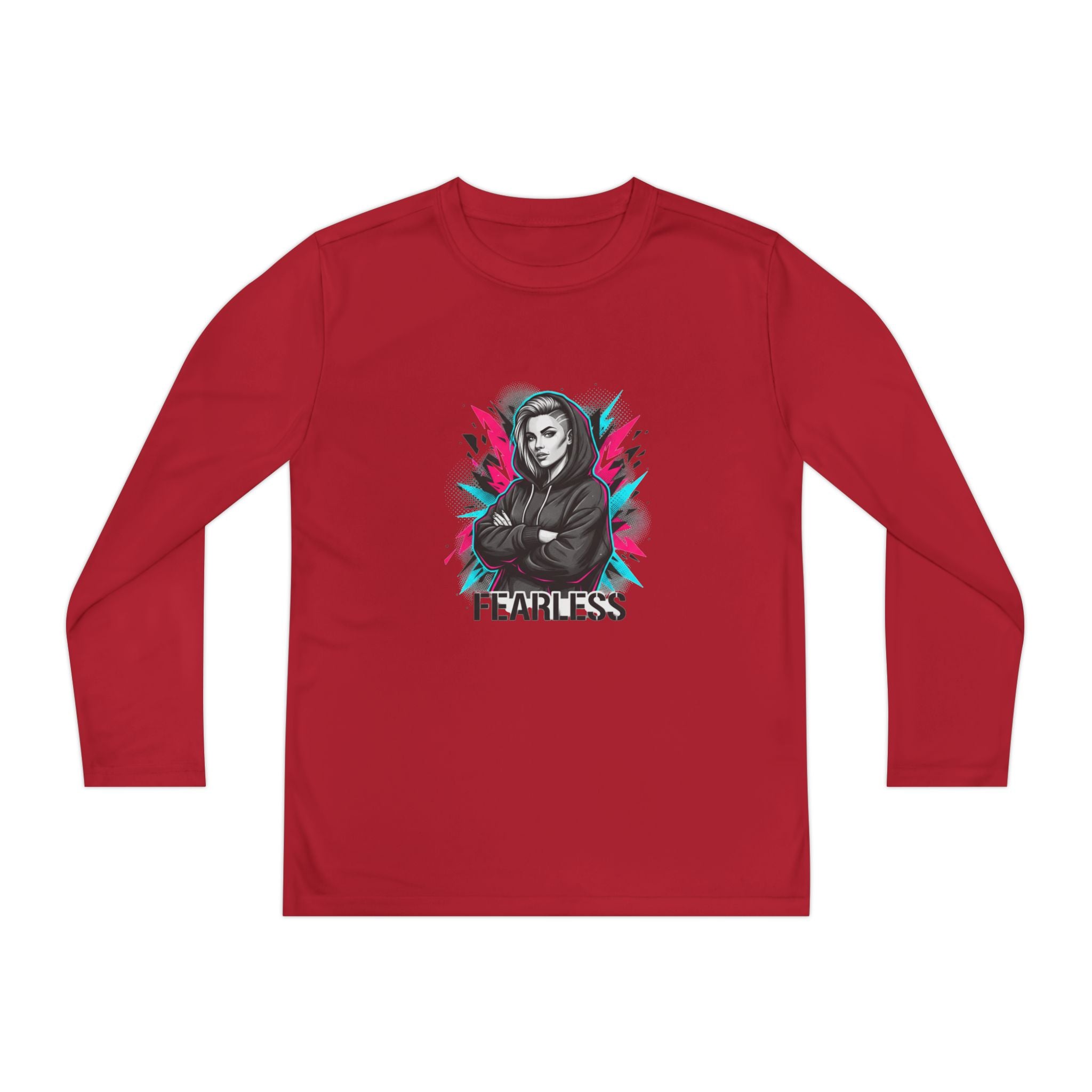 Youth Long Sleeve Tee — Fearless Graphic Hoodie-Style Portrait