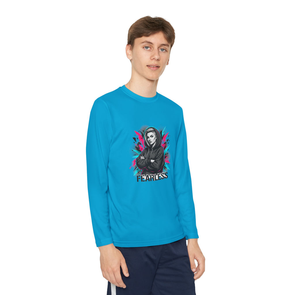 Youth Long Sleeve Tee — Fearless Graphic Hoodie-Style Portrait