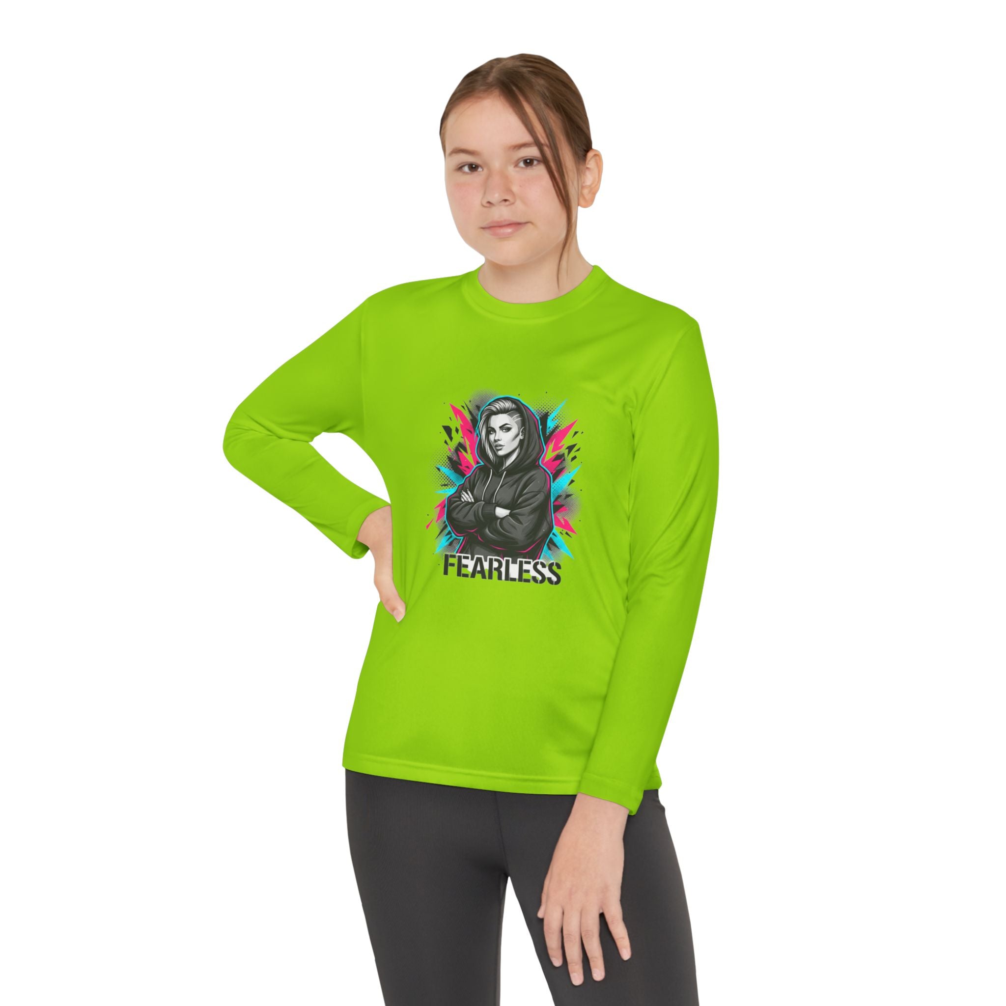 Youth Long Sleeve Tee — Fearless Graphic Hoodie-Style Portrait