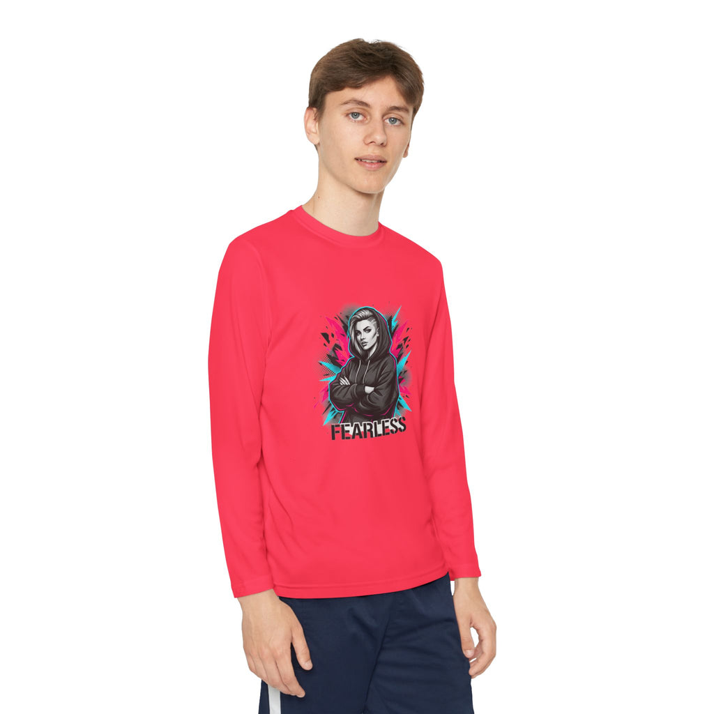 Youth Long Sleeve Tee — Fearless Graphic Hoodie-Style Portrait