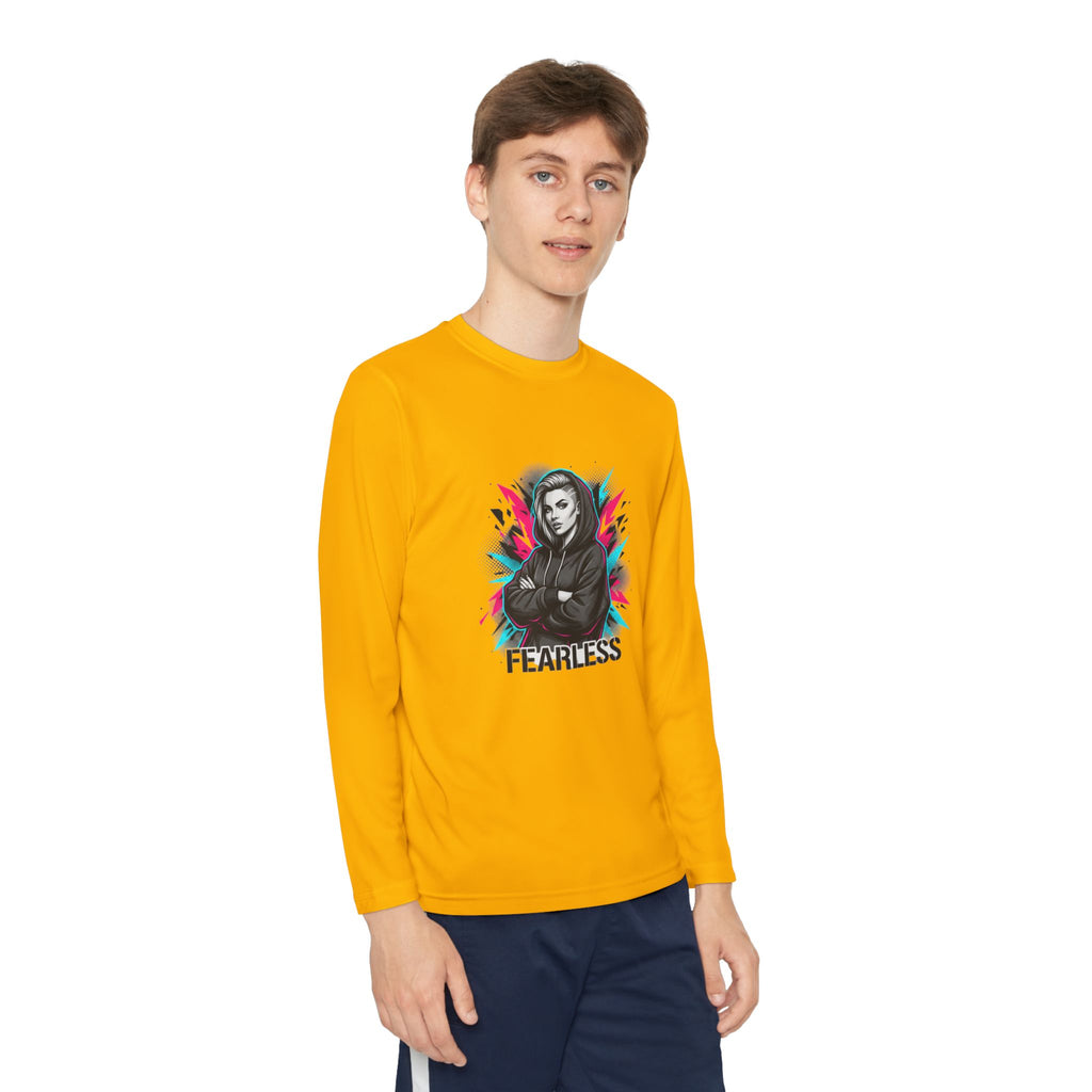 Youth Long Sleeve Tee — Fearless Graphic Hoodie-Style Portrait