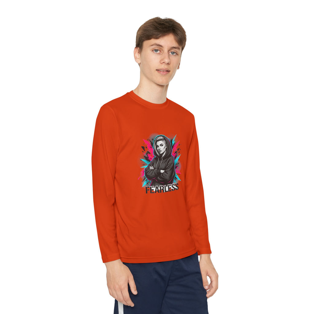 Youth Long Sleeve Tee — Fearless Graphic Hoodie-Style Portrait