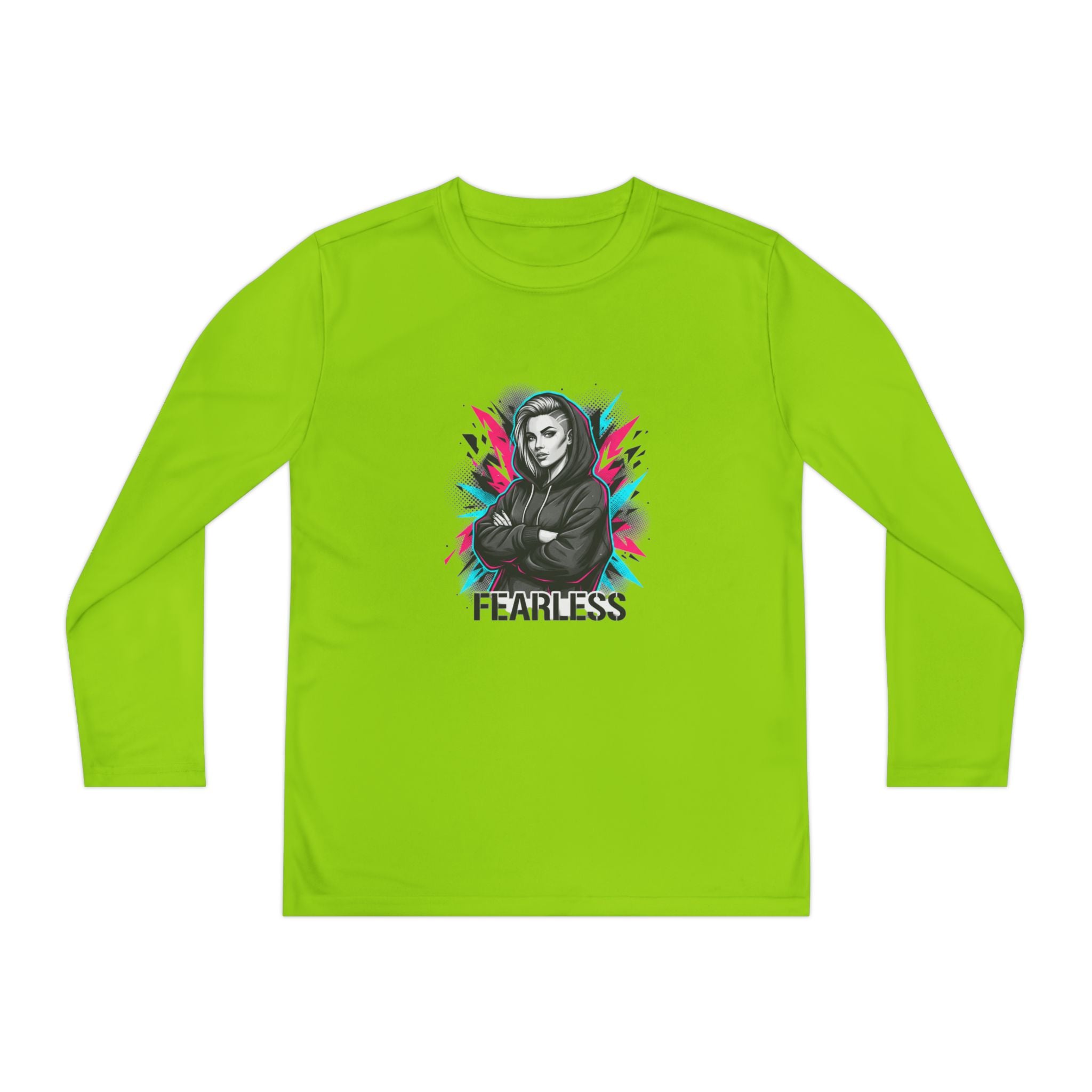 Youth Long Sleeve Tee — Fearless Graphic Hoodie-Style Portrait