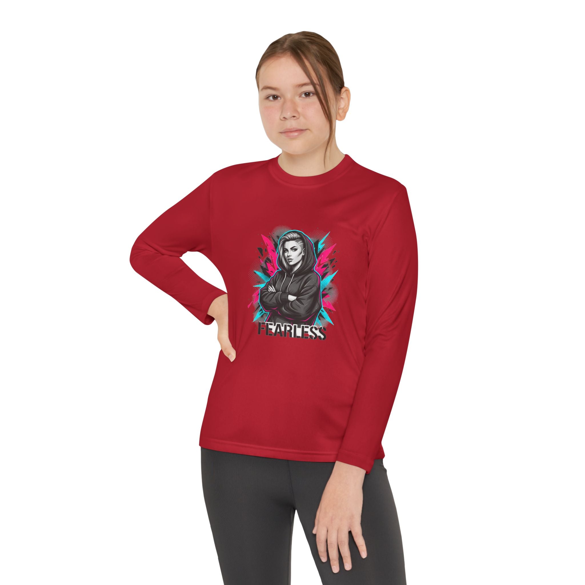 Youth Long Sleeve Tee — Fearless Graphic Hoodie-Style Portrait
