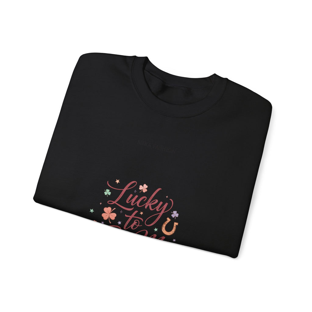Lucky to Be Me Sweatshirt | Lucky Era, chic glitter script