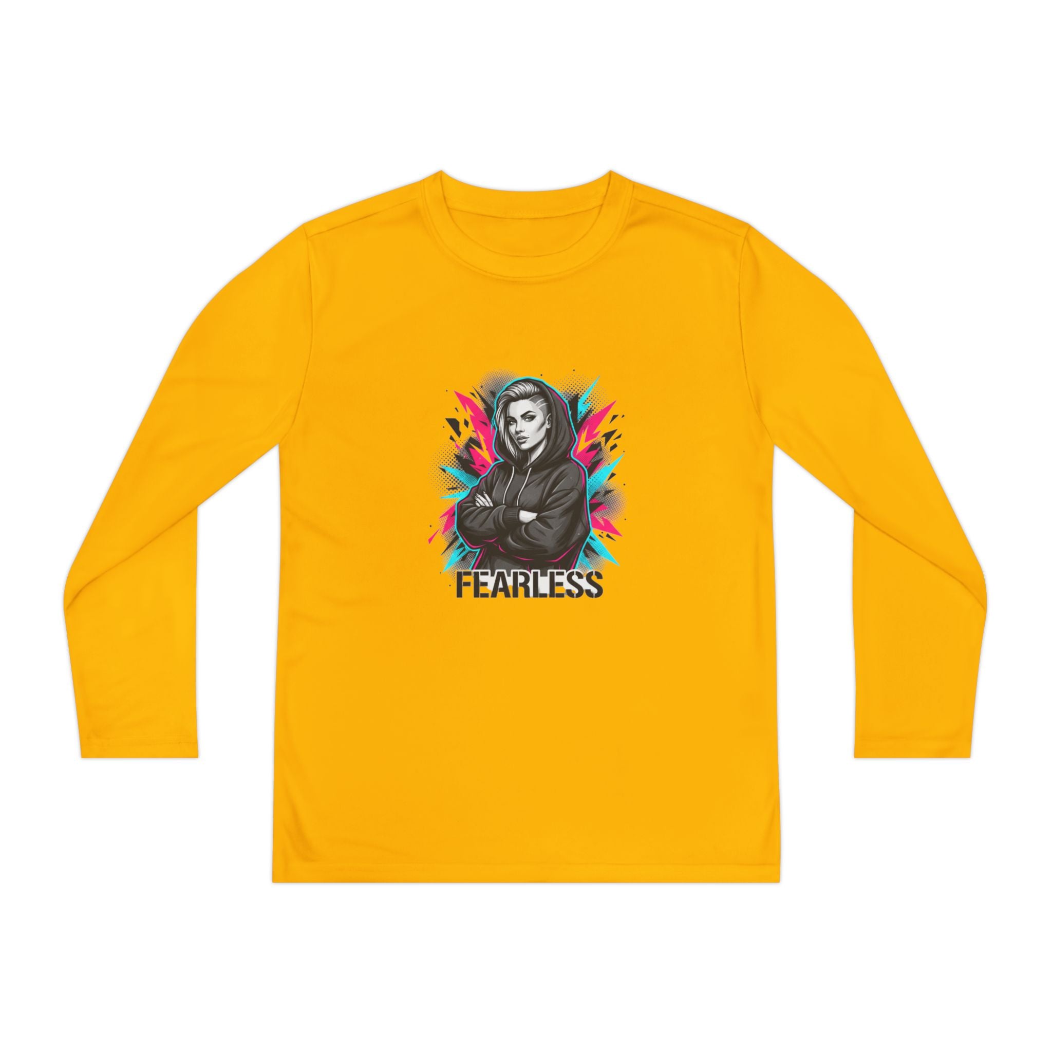 Youth Long Sleeve Tee — Fearless Graphic Hoodie-Style Portrait
