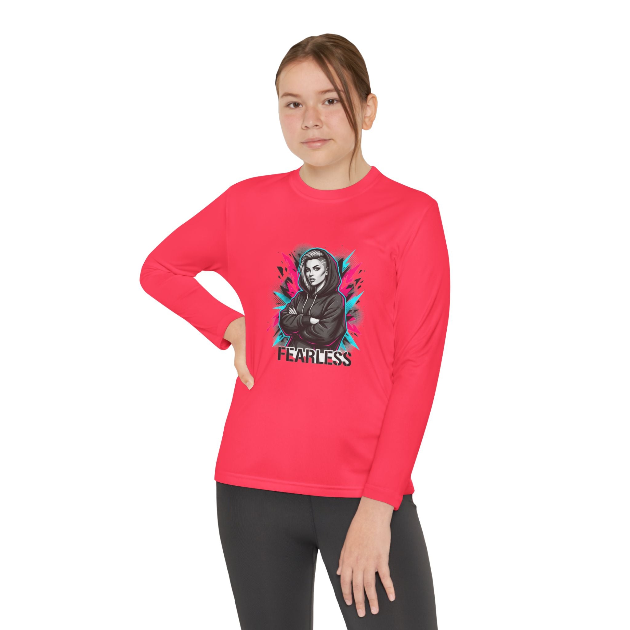 Youth Long Sleeve Tee — Fearless Graphic Hoodie-Style Portrait