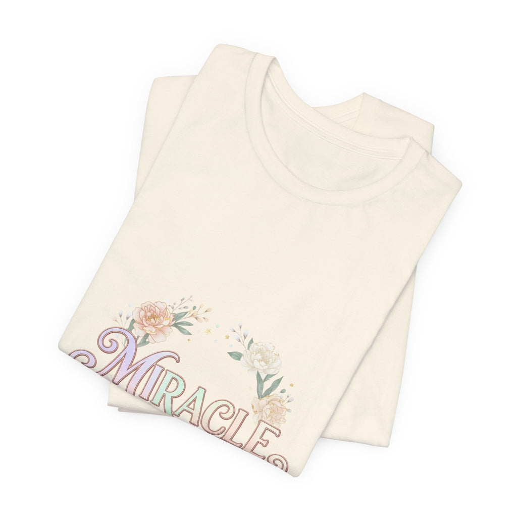 Miracle Serif Tee | Lucky Era aesthetic, pastel script glitter graphic