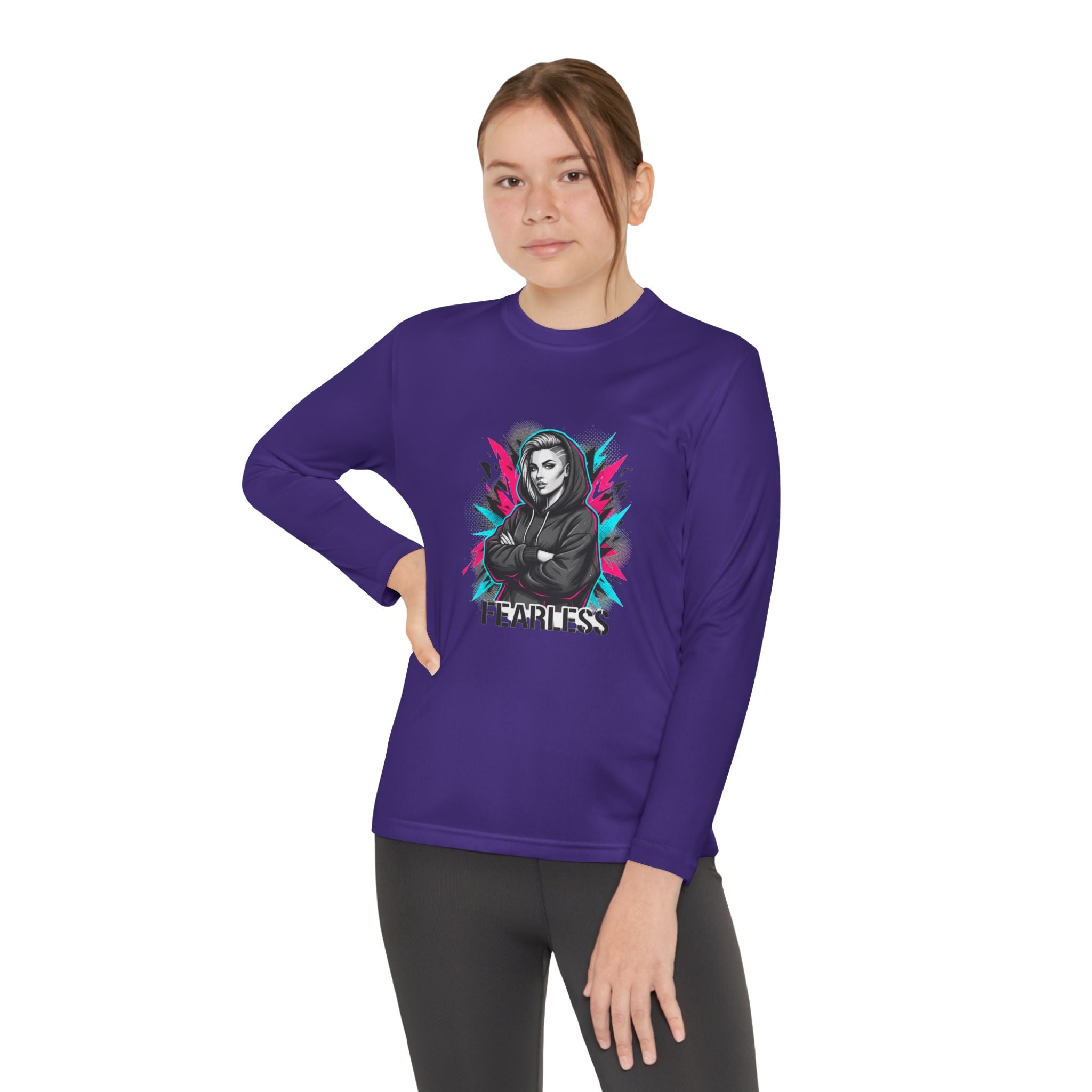 Youth Long Sleeve Tee — Fearless Graphic Hoodie-Style Portrait
