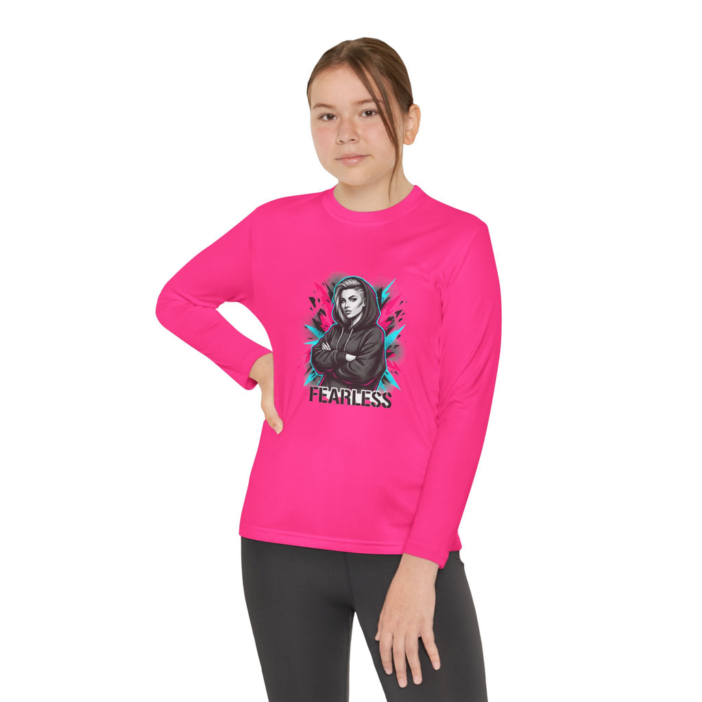 Youth Long Sleeve Tee — Fearless Graphic Hoodie-Style Portrait
