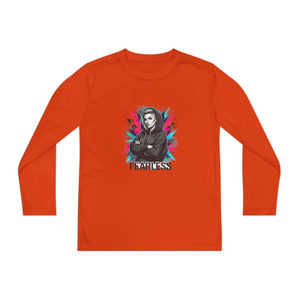Youth Long Sleeve Tee — Fearless Graphic Hoodie-Style Portrait