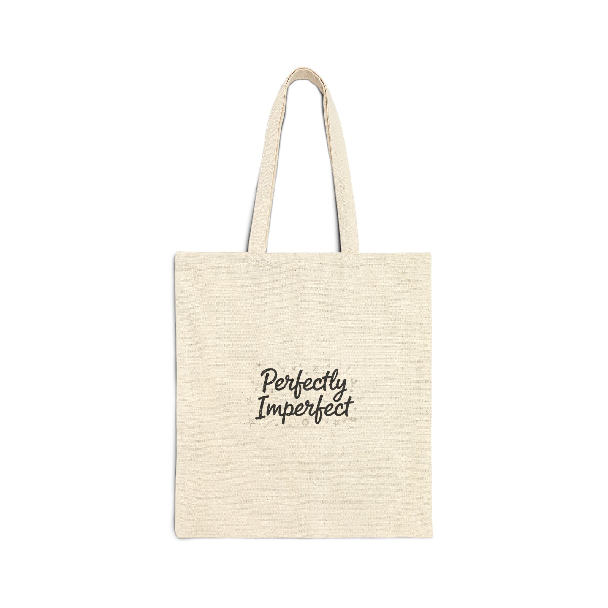 Perfectly Imperfect Tote | handwritten marker aesthetic, doodle quote canvas