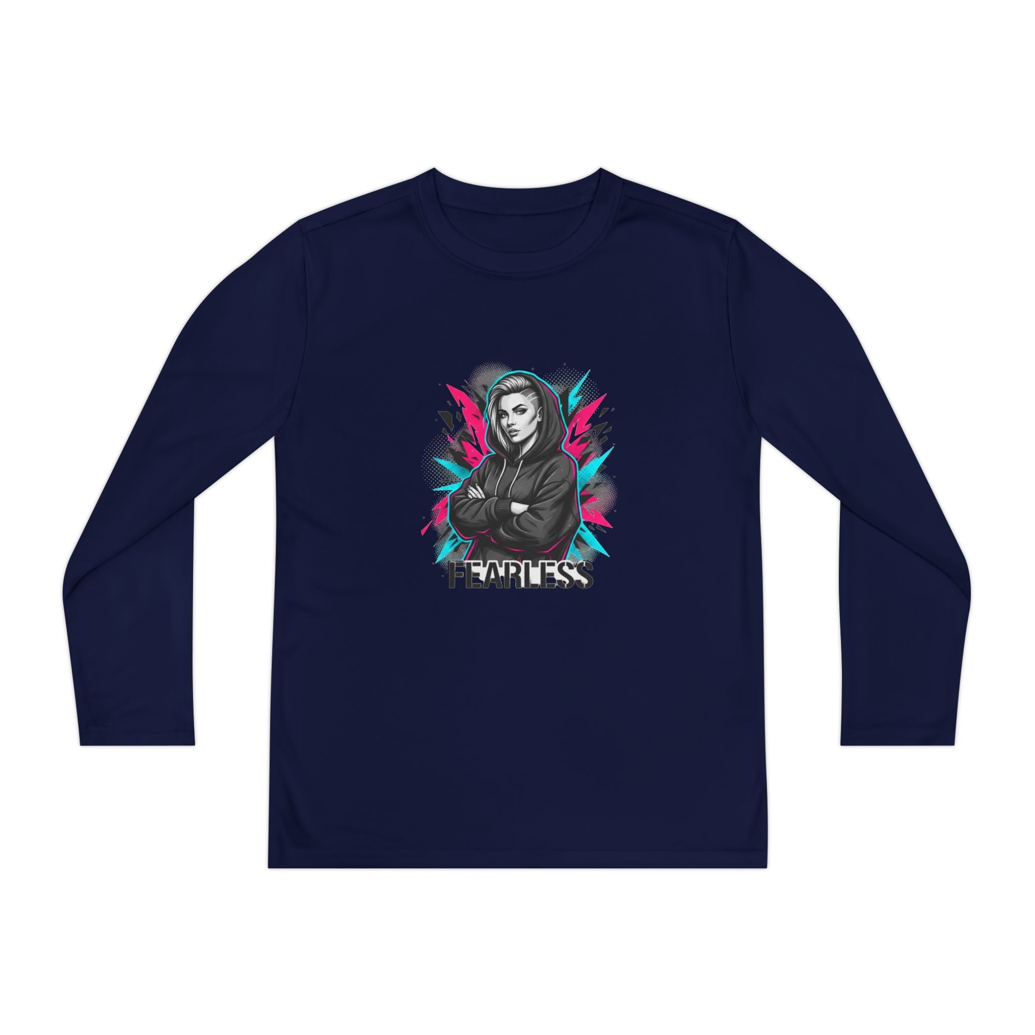 Youth Long Sleeve Tee — Fearless Graphic Hoodie-Style Portrait