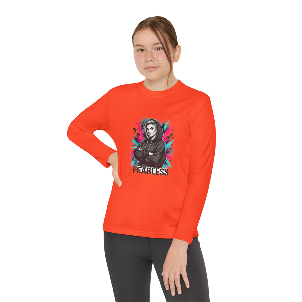 Youth Long Sleeve Tee — Fearless Graphic Hoodie-Style Portrait