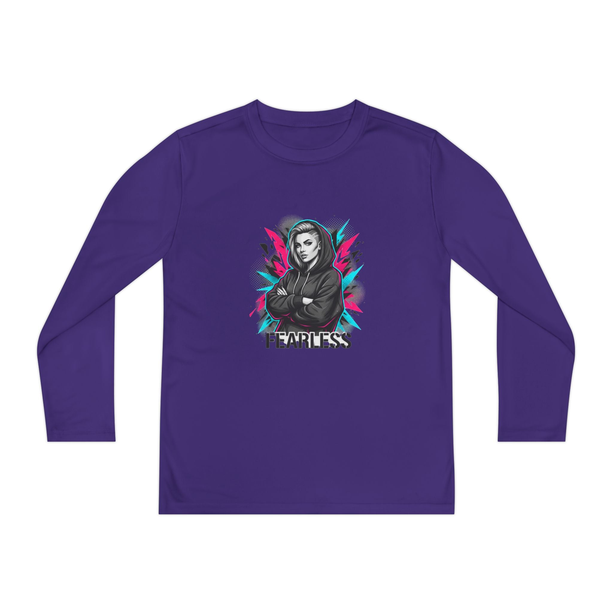 Youth Long Sleeve Tee — Fearless Graphic Hoodie-Style Portrait