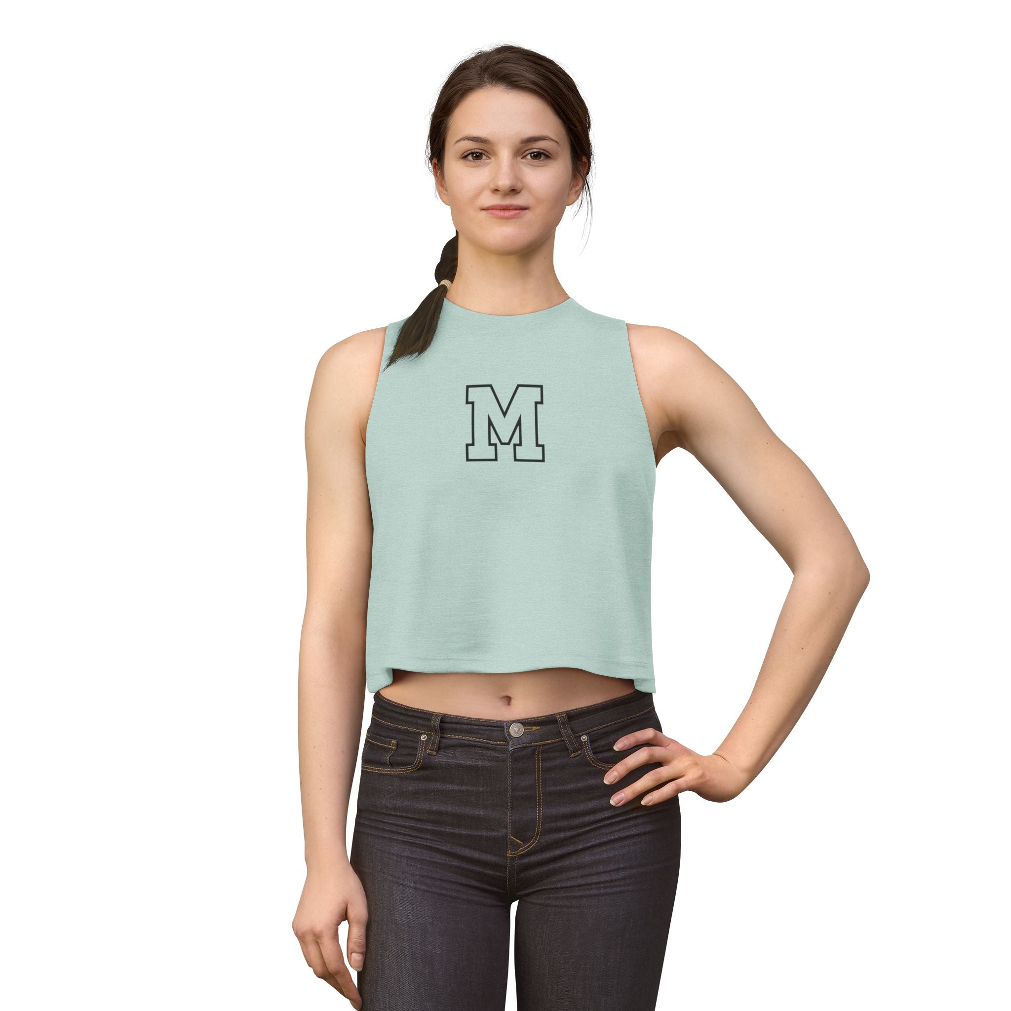 Varsity 'M' Women's Crop Top - Minimal Athletic Monogram Tank