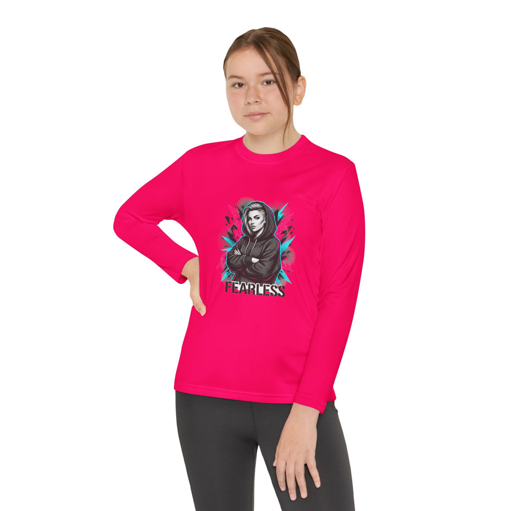 Youth Long Sleeve Tee — Fearless Graphic Hoodie-Style Portrait