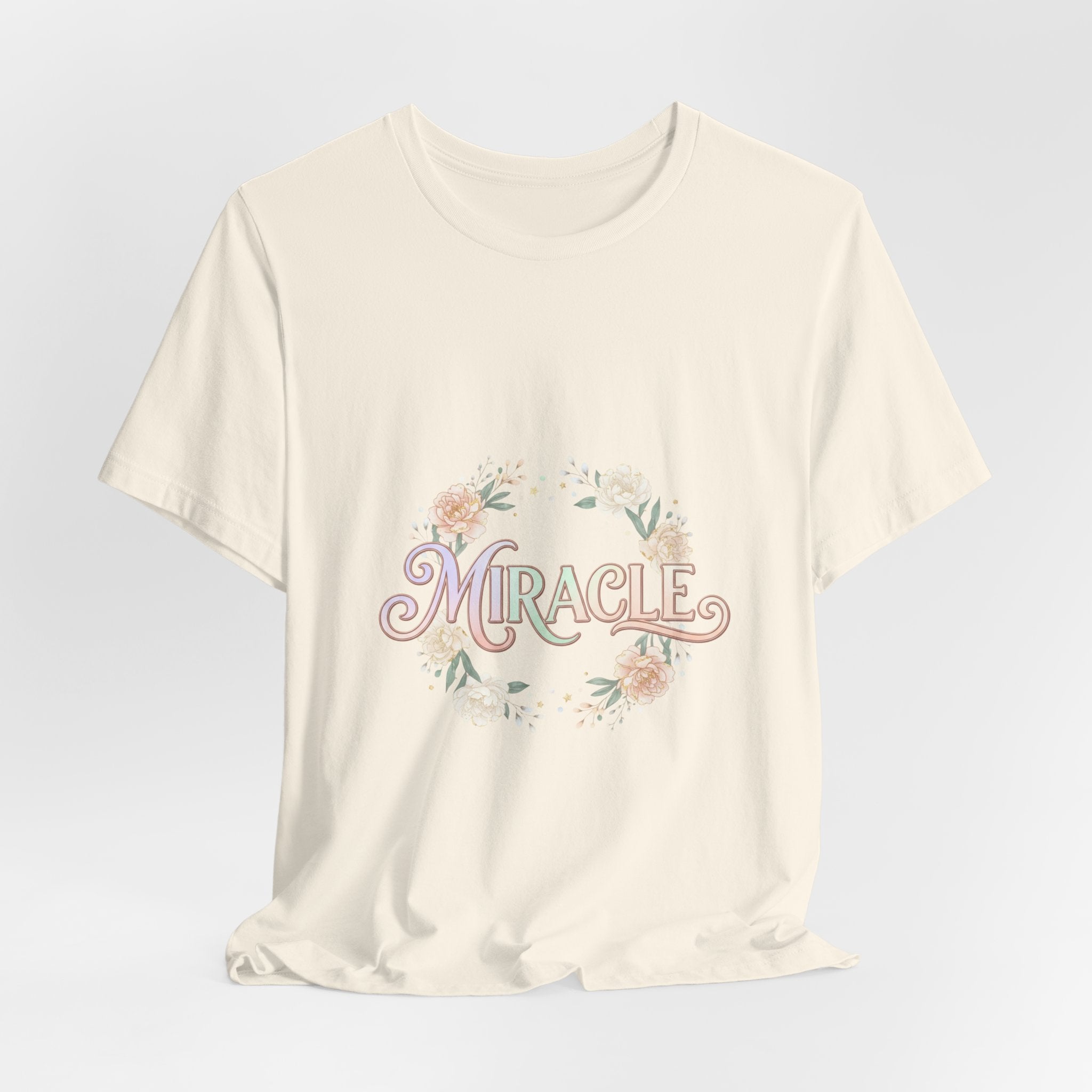 Miracle Serif Tee | Lucky Era aesthetic, pastel script glitter graphic
