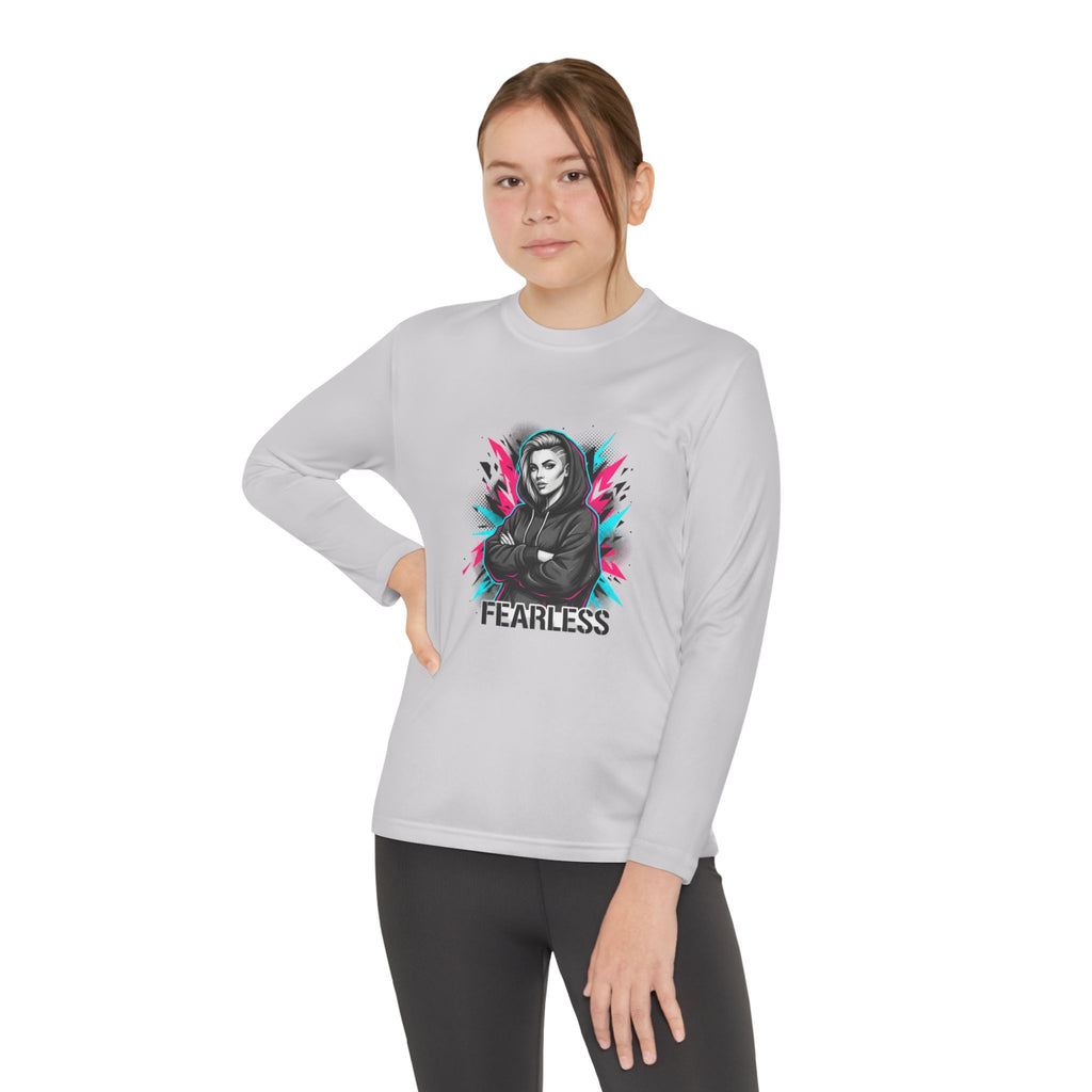 Youth Long Sleeve Tee — Fearless Graphic Hoodie-Style Portrait