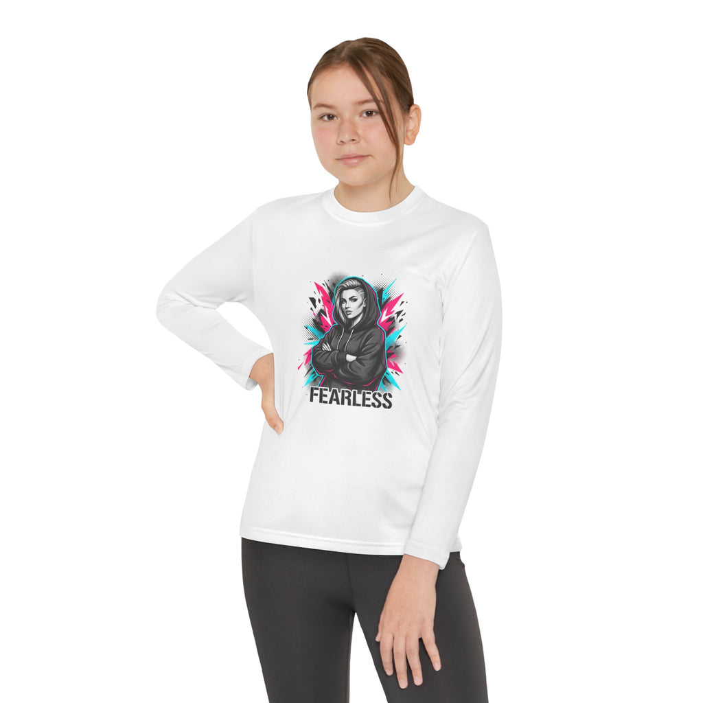 Youth Long Sleeve Tee — Fearless Graphic Hoodie-Style Portrait