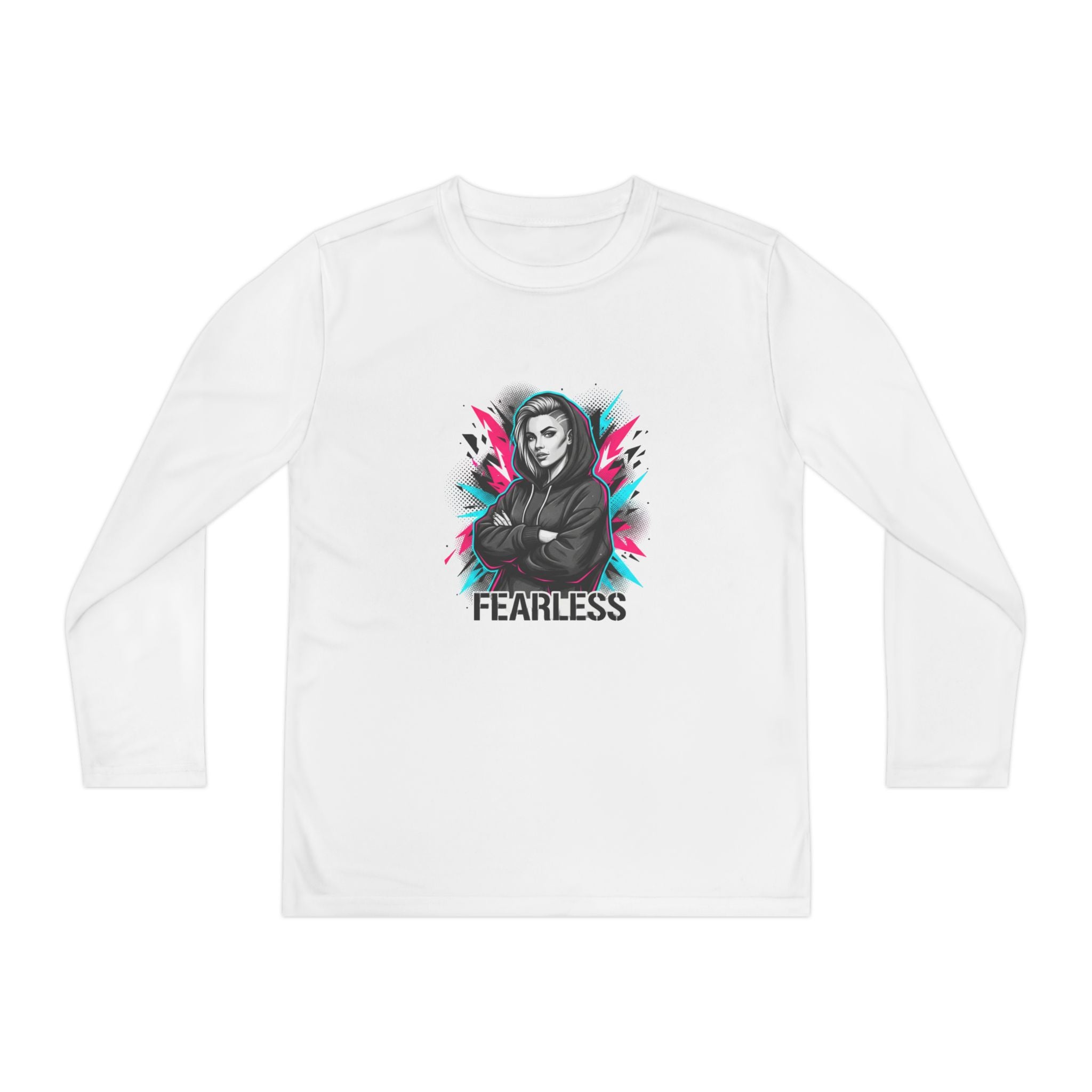 Youth Long Sleeve Tee — Fearless Graphic Hoodie-Style Portrait