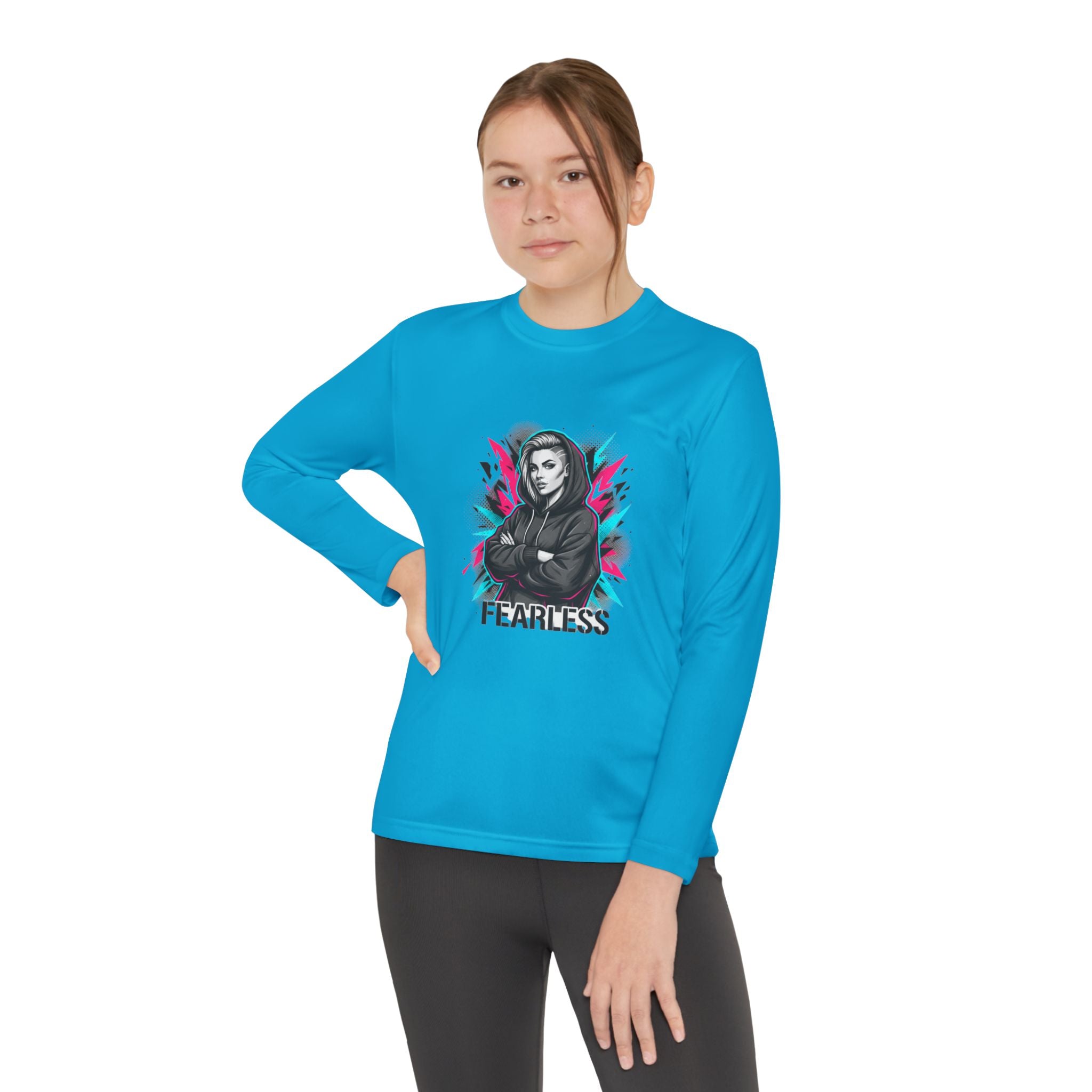 Youth Long Sleeve Tee — Fearless Graphic Hoodie-Style Portrait