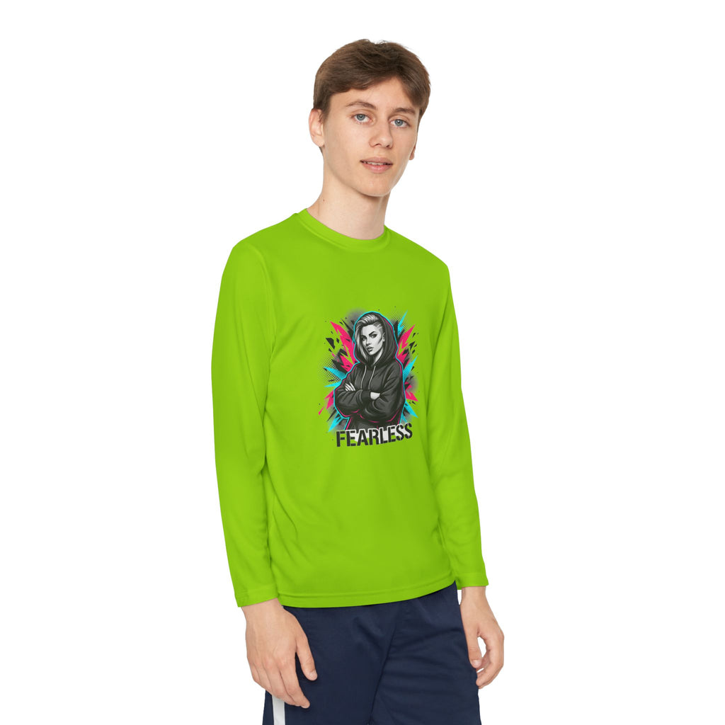 Youth Long Sleeve Tee — Fearless Graphic Hoodie-Style Portrait