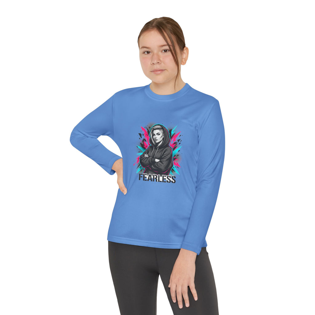 Youth Long Sleeve Tee — Fearless Graphic Hoodie-Style Portrait