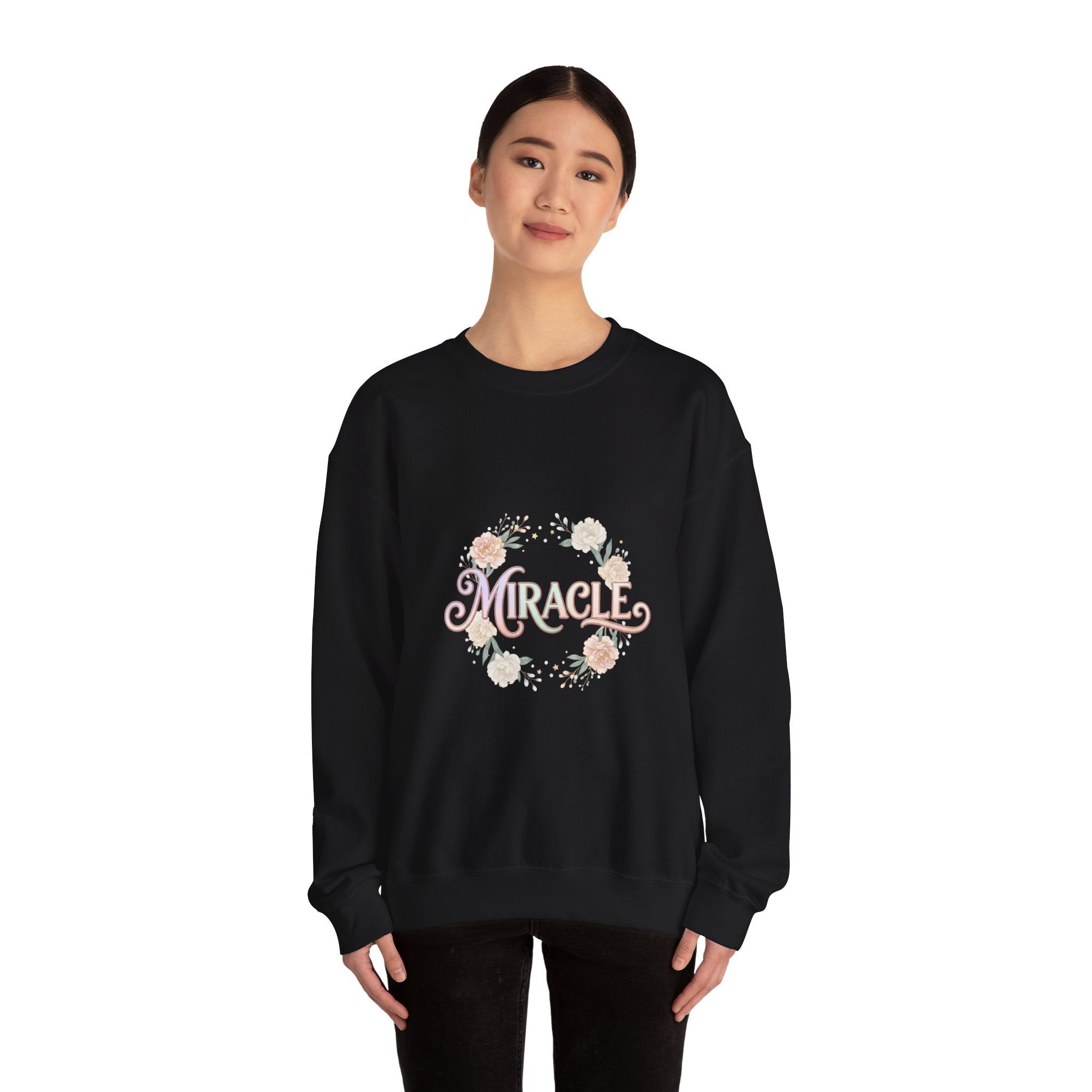 Miracle serif script Sweatshirt | Lucky Era aesthetic, pastel glitter motif