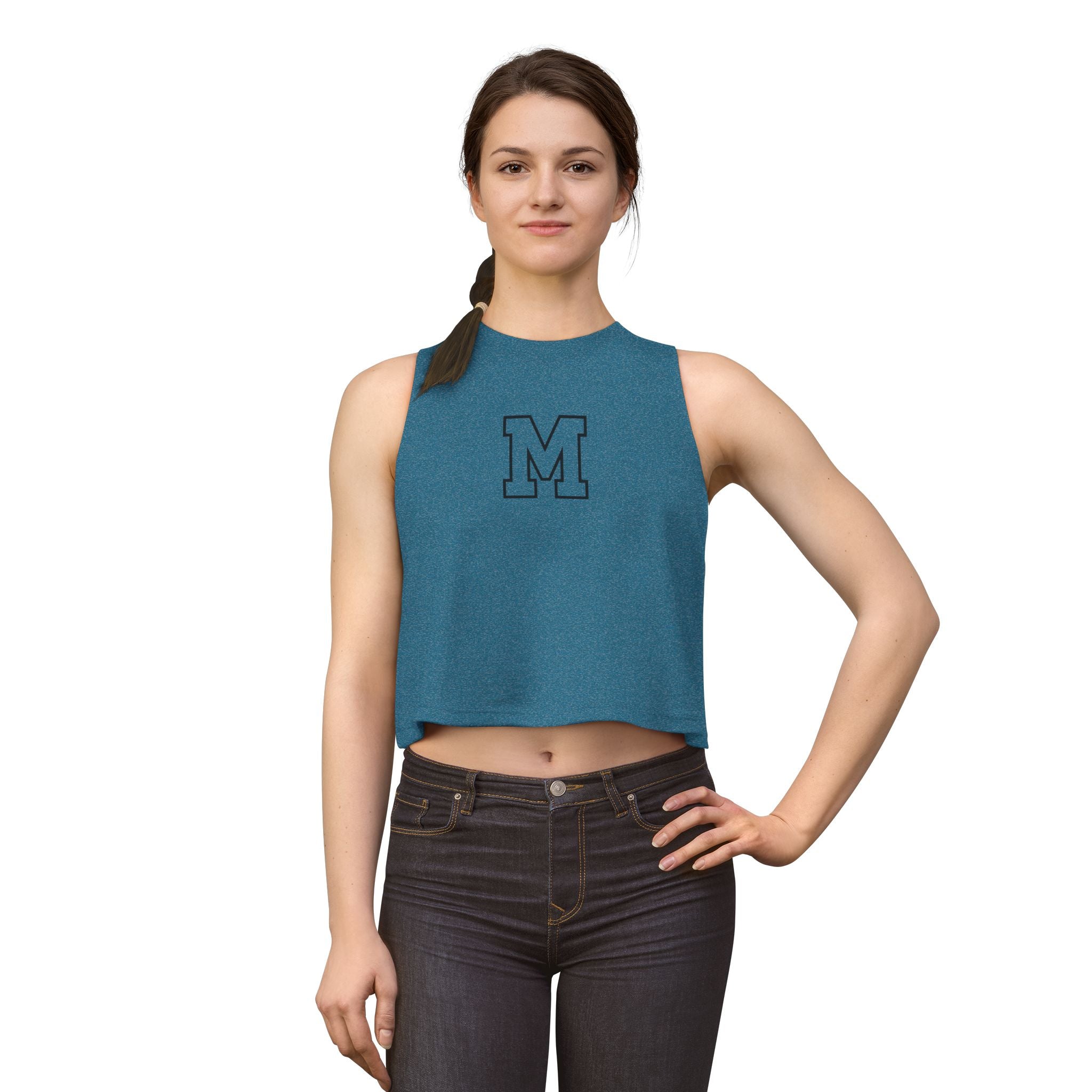 Varsity 'M' Women's Crop Top - Minimal Athletic Monogram Tank