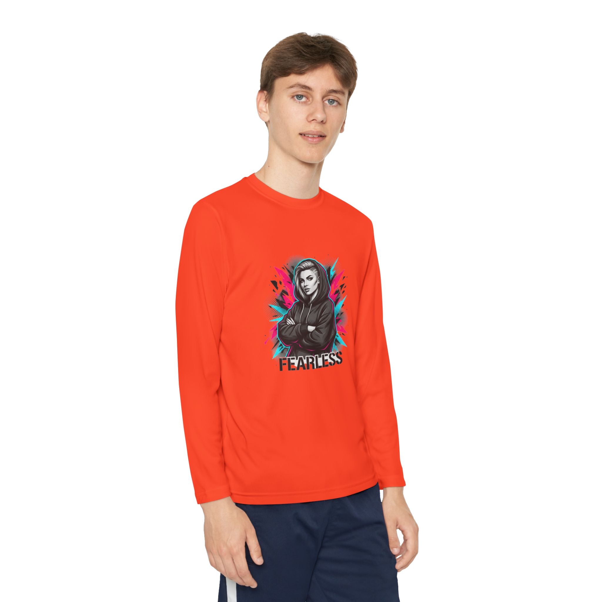 Youth Long Sleeve Tee — Fearless Graphic Hoodie-Style Portrait