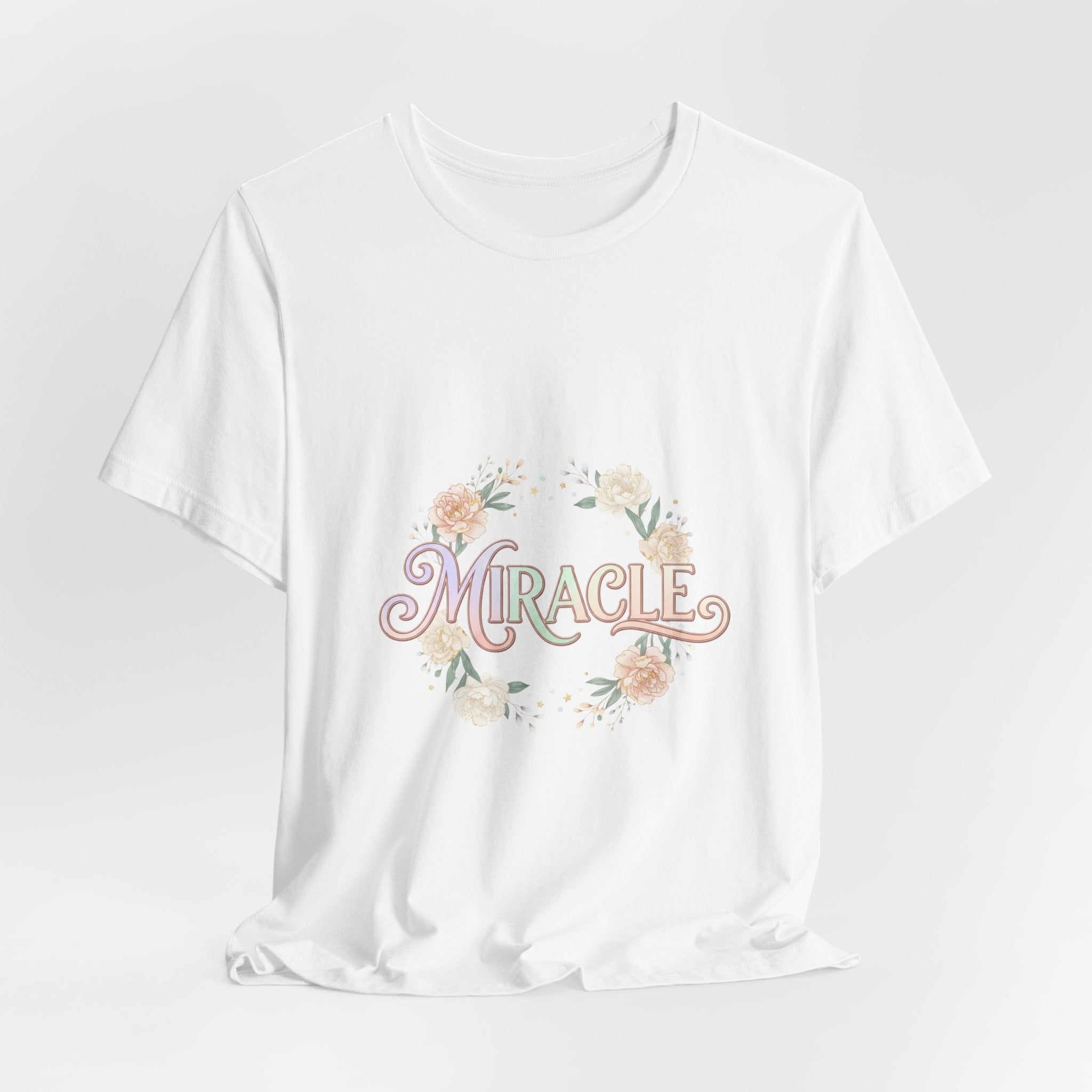 Miracle Serif Tee | Lucky Era aesthetic, pastel script glitter graphic
