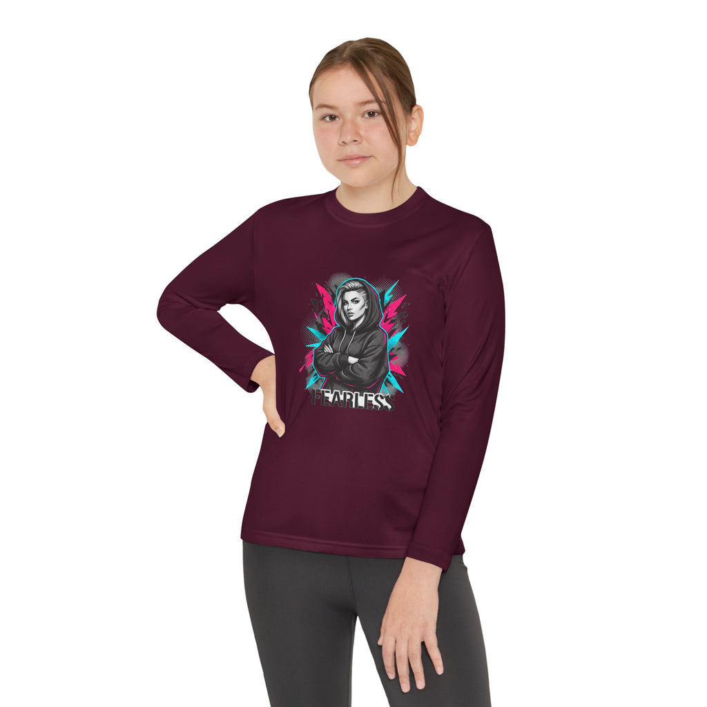 Youth Long Sleeve Tee — Fearless Graphic Hoodie-Style Portrait