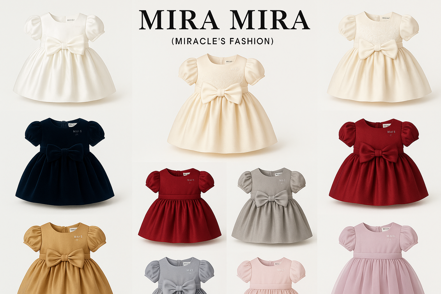 MIRA MIRA (MIRACLE'S FASHION)"Formal Baby Dresses with Bows Details.