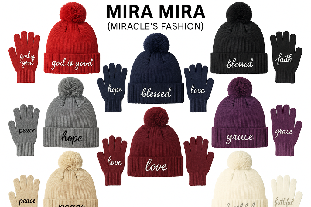 "MIRA MIRA (MIRACLE'S FASHION)" Inspirational Winter Hat & Glove Setsi In Multiple Colors.