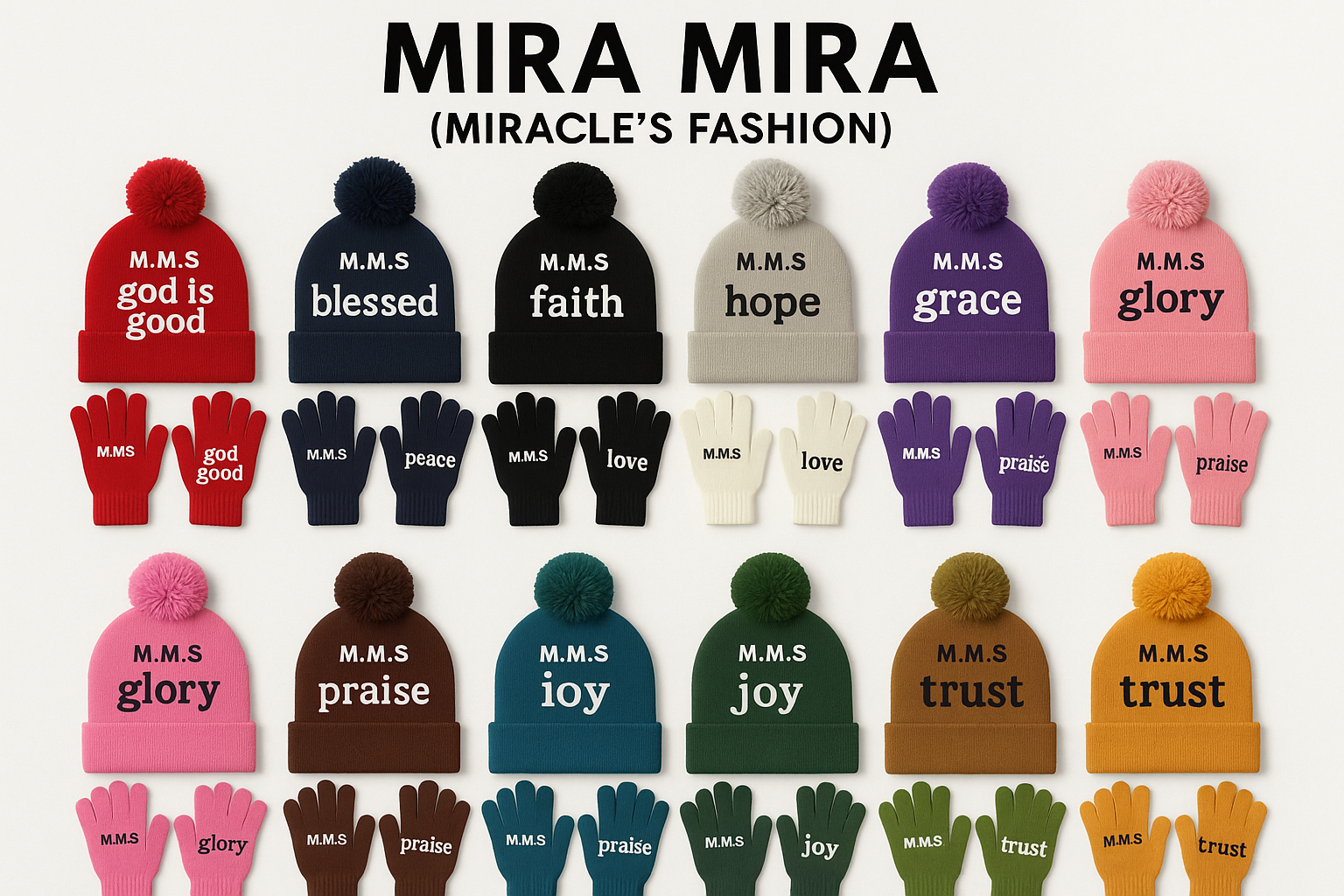 MIRA MIRA Youths Inspirational Hat & Gloves Set-(3-12)Unisex