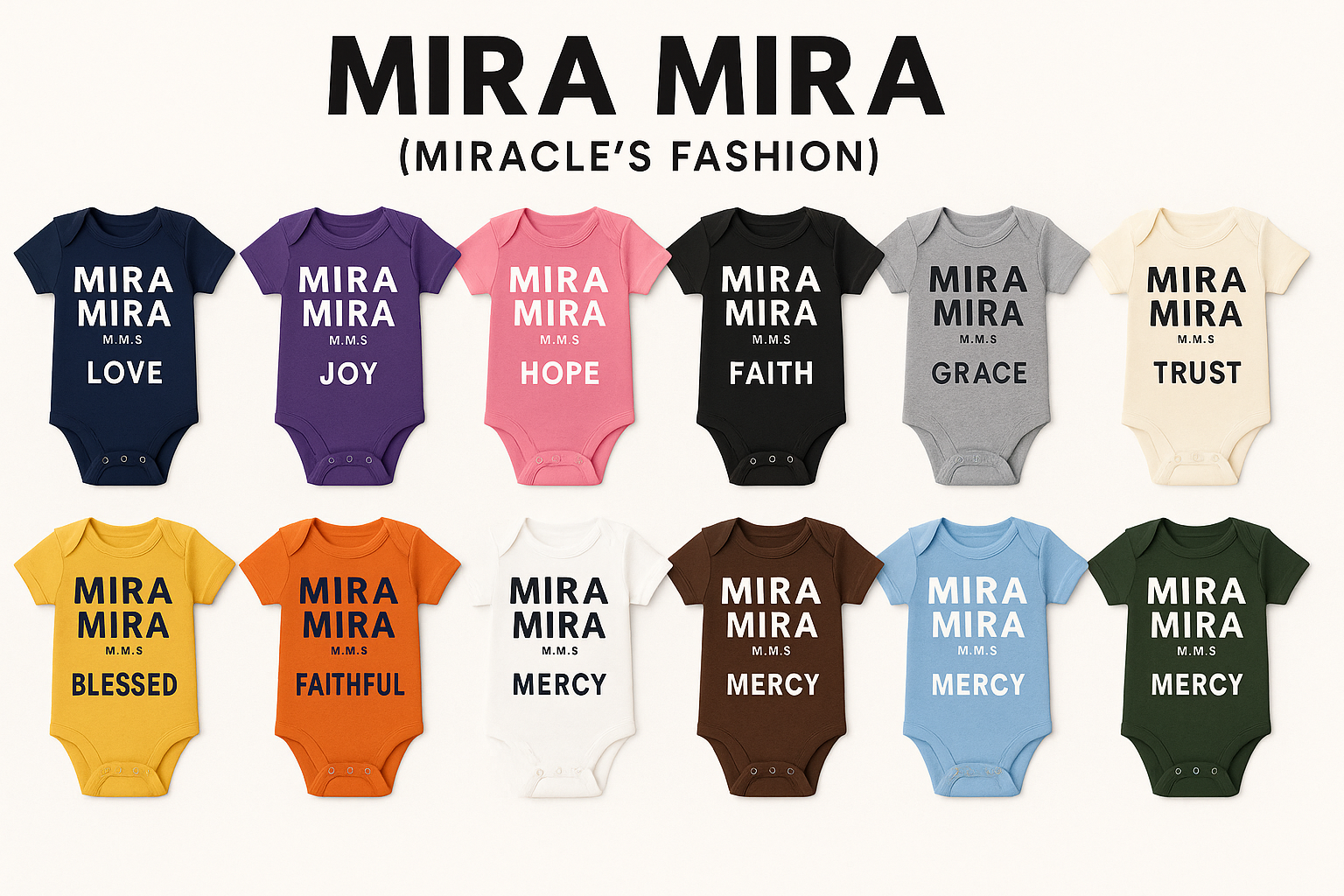 MIRA MIRA (MIRACLE'S FASHION) Inspirational Baby Onesies