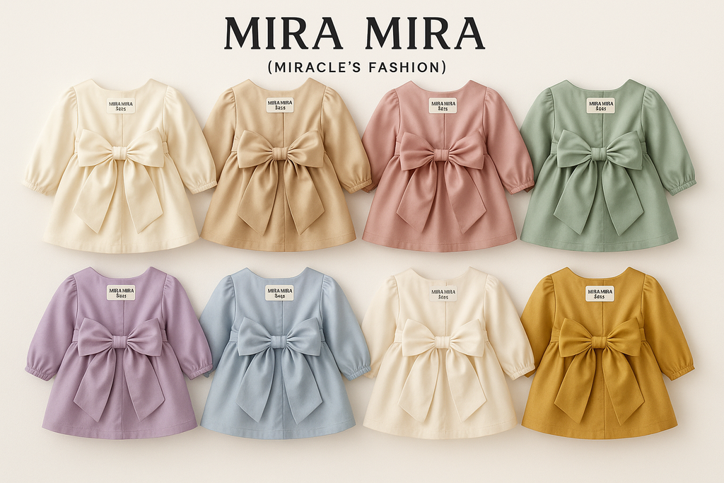MIRA MIRA (MIRACLE'S FASHION) Elegant Long Sleeve Silk Baby Dresses with Rhinestone Embellishments.