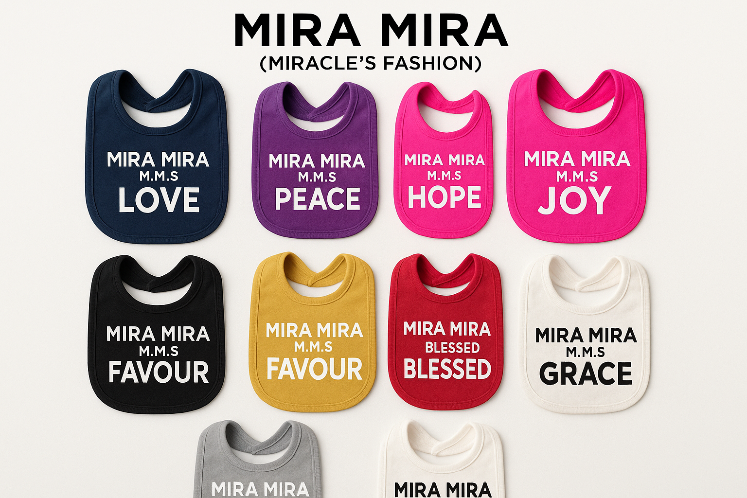 "MIRA MIRA" Beautiful Baby Essential with Inspirational Messages "(MIRACLE'S FASHION)" M.M.S