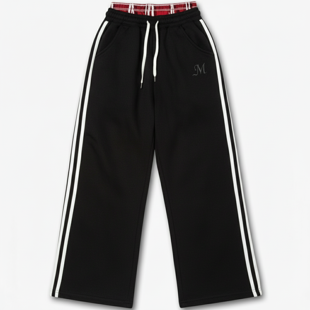 Black cargo pants with M logo
