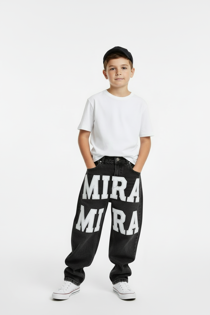 Black MIRA MIRA Boys Baggy Jeans