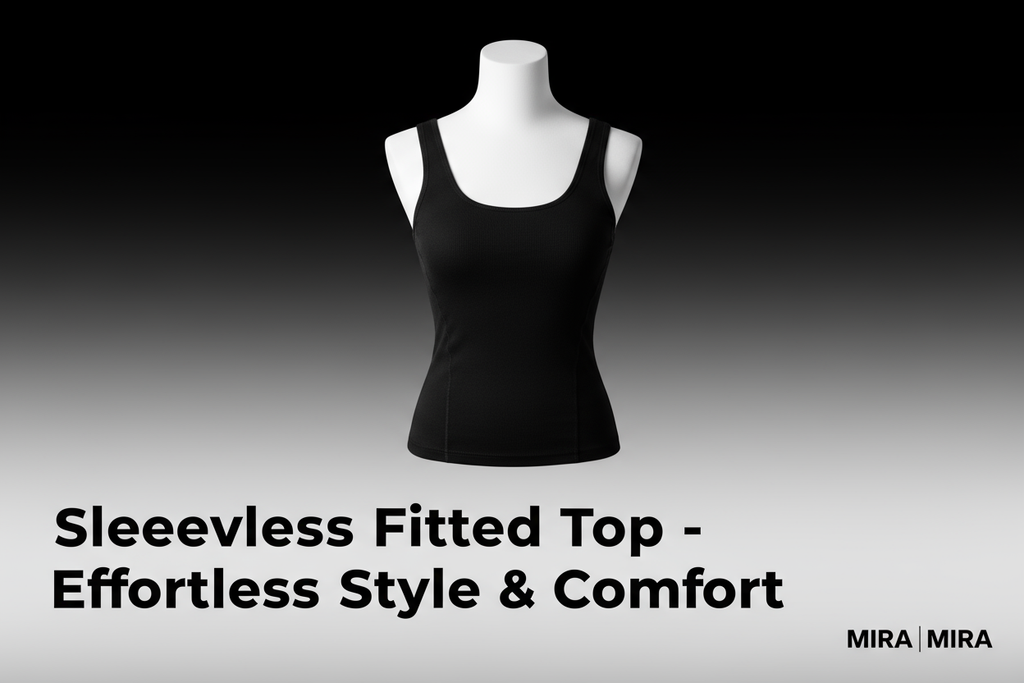 Black Sleeveless Fitted Top with Headline